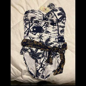 tommy bahama blue and white one piece swimsuit size 10